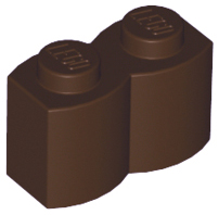 Dark Brown Brick, Modified 1 x 2 with Log Profile