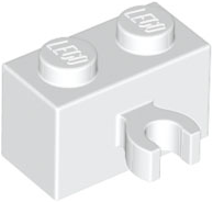 White Brick, Modified 1 x 2 with Open O Clip Thick (Vertical Grip)