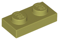 Olive Green Plate 1 x 2