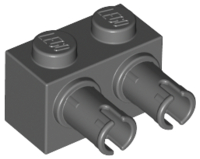 Dark Bluish Gray Brick, Modified 1 x 2 with Pins