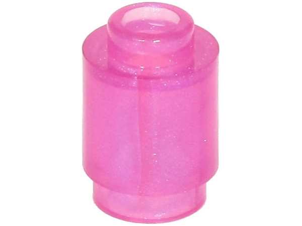 Satin Trans-Dark Pink Brick, Round  1 x 1