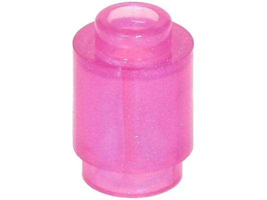 Satin Trans-Dark Pink Brick, Round  1 x 1