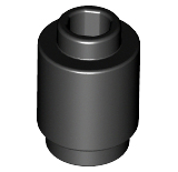 Black Brick, Round  1 x 1