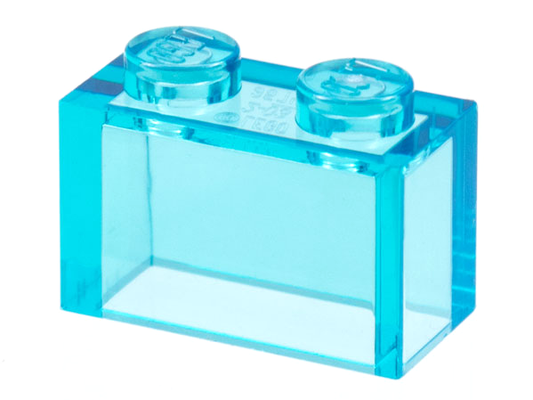 Trans-Light Blue Brick 1 x 2 without Bottom Tube