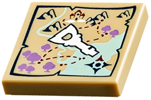 Tan Tile 2 x 2 with Map and Elven Key Pattern