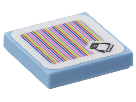 Bright Light Blue Tile 2 x 2 with Super Mario Scanner Code Penguin Pattern (Sticker) - Set 71430
