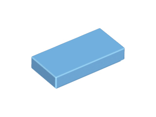 Medium Blue Tile 1 x 2