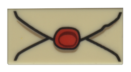 Tan Tile 1 x 2 with Envelope with Red Wax Seal and Dark Tan Highlights Pattern