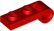 Red Plate, Modified 1 x 2 with Pin Hole on End