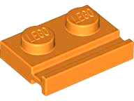 Orange Plate, Modified 1 x 2 with Door Rail