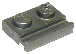 Flat Silver Plate, Modified 1 x 2 with Door Rail