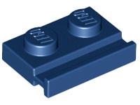 Dark Blue Plate, Modified 1 x 2 with Door Rail