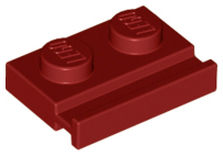 Dark Red Plate, Modified 1 x 2 with Door Rail
