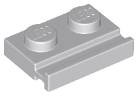 Light Bluish Gray Plate, Modified 1 x 2 with Door Rail