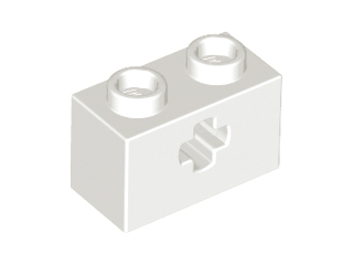 White Technic, Brick 1 x 2 with Axle Hole