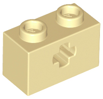 Tan Technic, Brick 1 x 2 with Axle Hole