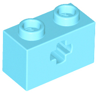 Medium Azure Technic, Brick 1 x 2 with Axle Hole