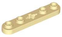 Tan Technic, Plate 1 x 5 with Smooth Ends, 4 Studs and Center Axle Hole