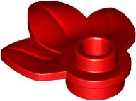 Red Plant Plate, Round 1 x 1 with 3 Layered Leaves