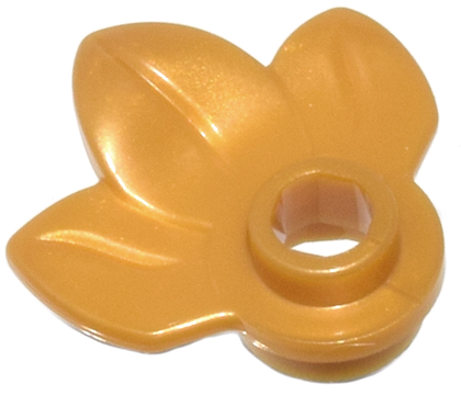 Pearl Gold Plant Plate, Round 1 x 1 with 3 Layered Leaves