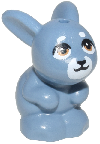 Sand Blue Bunny / Rabbit, Friends Style, Sitting with Medium Nougat Eyes, Black Nose and Mouth, and White Muzzle Pattern (Melody)