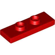 Red Plate, Modified 1 x 3 with 2 Studs (Double Jumper)