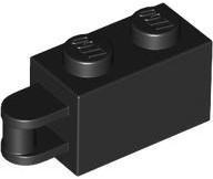 Black Brick, Modified 1 x 2 with Bar Handle on End - Bar Flush with Edge