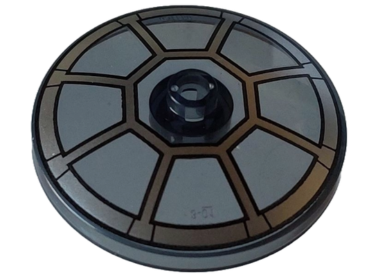 Trans-Black Dish 4 x 4 Inverted (Radar) with Open Stud with Silver Radial TIE Bomber / Fighter Cockpit Pattern