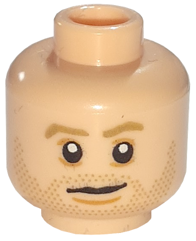 Light Nougat Minifigure, Head Dark Tan Eyebrows and Beard Stubble, Nougat Chin Dimple, Neutral Pattern