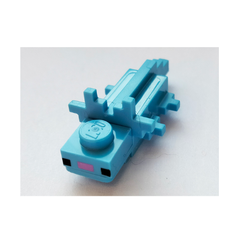 Medium Blue Minecraft Axolotl with Medium Lavender Nose - Brick Built