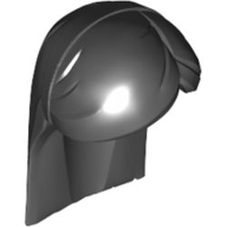 Black Minifigure, Hair Long Straight with Headband