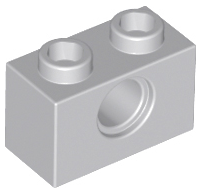 Light Bluish Gray Technic, Brick 1 x 2 with Hole