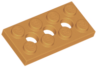 Medium Nougat Technic, Plate 2 x 4 with 3 Holes