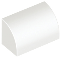 White Slope, Curved 1 x 2 with Bottom Stud Holder