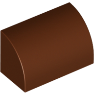 Reddish Brown Slope, Curved 1 x 2 with Bottom Stud Holder