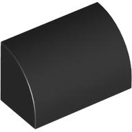 Black Slope, Curved 1 x 2 with Bottom Stud Holder