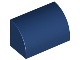 Dark Blue Slope, Curved 1 x 2 with Bottom Stud Holder