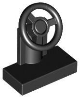 Black Vehicle, Steering Stand 1 x 2 with Black Steering Wheel