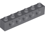 Dark Bluish Gray Technic, Brick 1 x 6 with Holes
