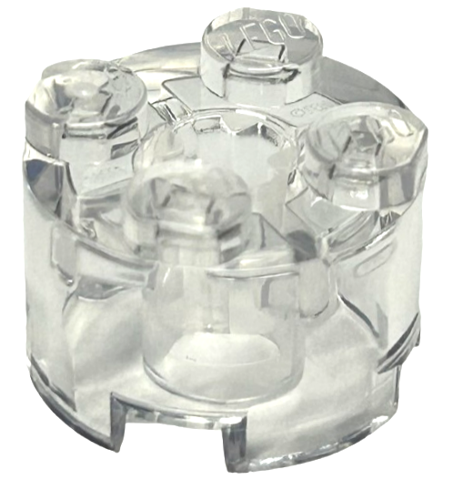 Trans-Clear Brick, Round 2 x 2 with Axle Hole