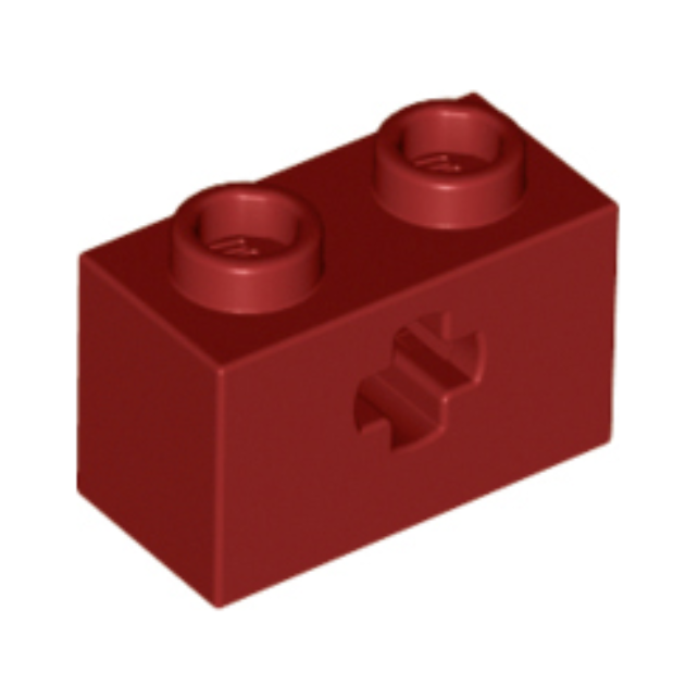 Dark Red Technic, Brick 1 x 2 with Axle Hole