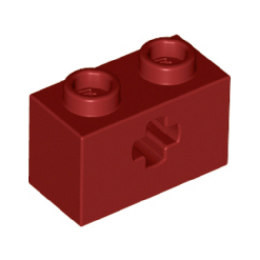 Dark Red Technic, Brick 1 x 2 with Axle Hole