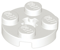 White Plate, Round 2 x 2 with Axle Hole