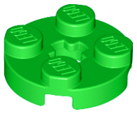 Bright Green Plate, Round 2 x 2 with Axle Hole