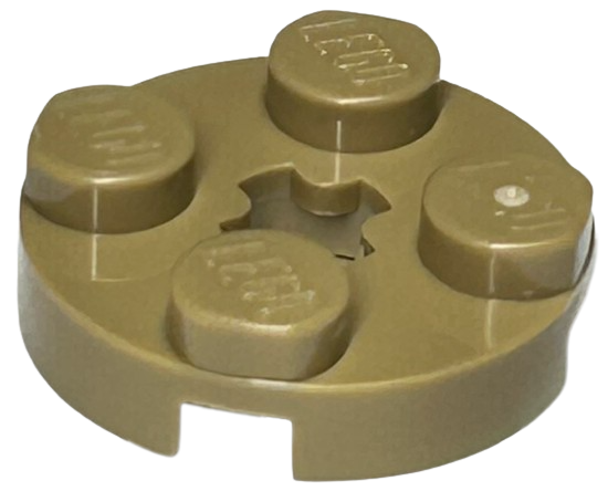 Dark Tan Plate, Round 2 x 2 with Axle Hole