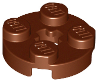 Reddish Brown Plate, Round 2 x 2 with Axle Hole