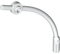 White Bar Curved with Axle 1L and 1 x 1 Round Plate End