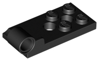 Black Hinge Plate 2 x 4 with Pin Hole and 2 Holes - Bottom