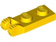 Yellow Hinge Plate 1 x 2 Locking with 2 Fingers on End
