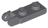Dark Bluish Gray Hinge Plate 1 x 2 Locking with 2 Fingers on End